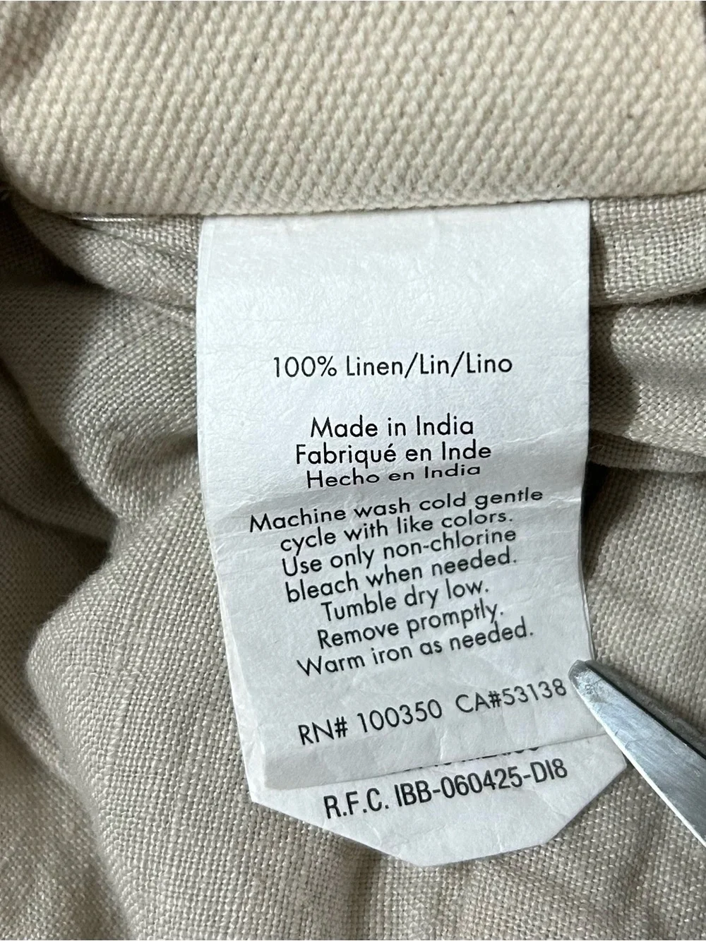 Wamsutta Linen Duvet Cover Beige Washed Linen Queen Size Tie String Closure EUC